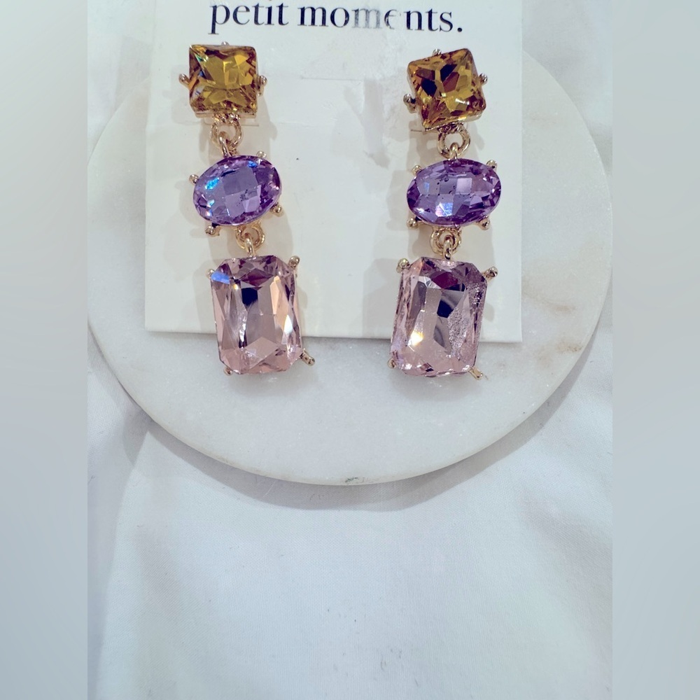 Petite Moments Crystal Dangle Earrings. NWT 
Gold tone.